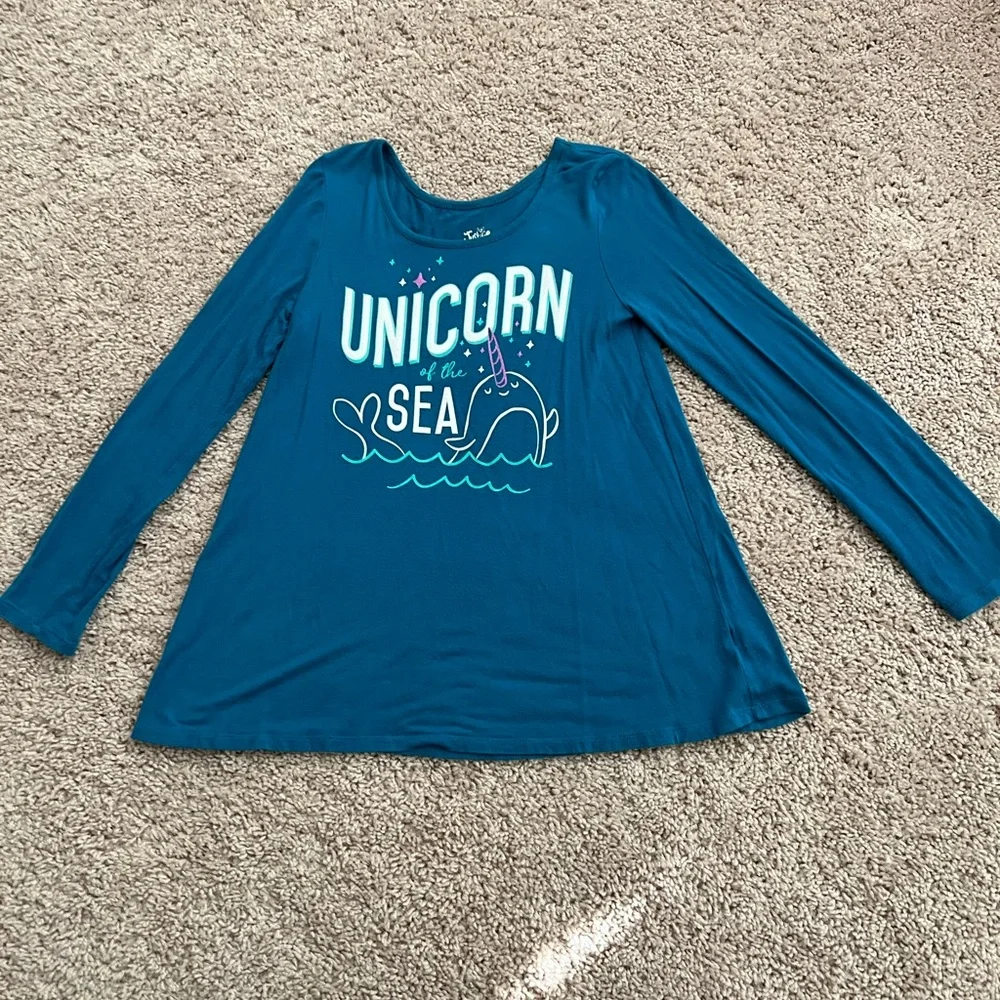 Justice Unicorn of the Sea Narwhal Outfit shirt size 12 legging 14/16